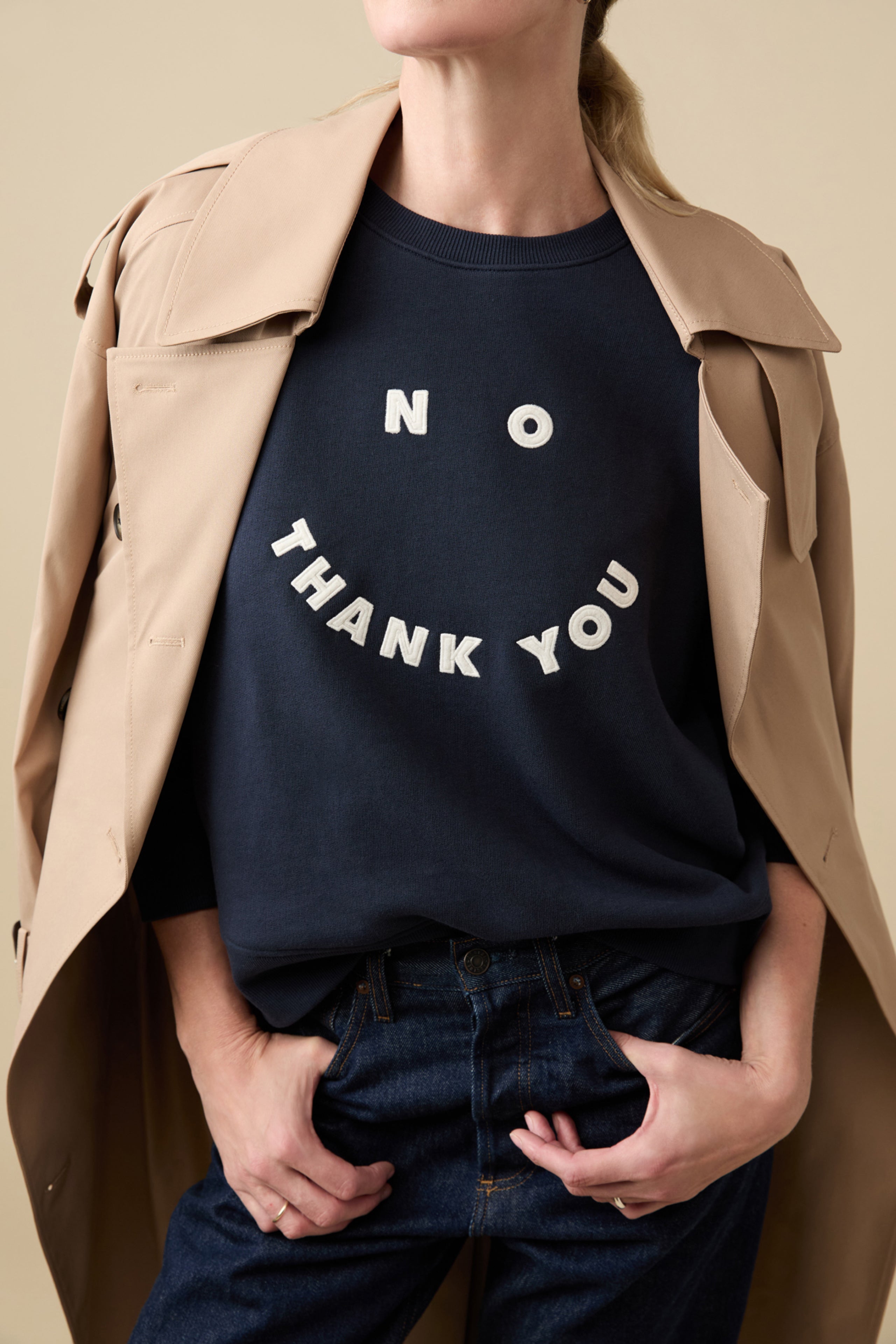 ♡SOLD OUT♡Thank you♡ The No Thank You Sweatshirt in Navy – Sold Out NYC