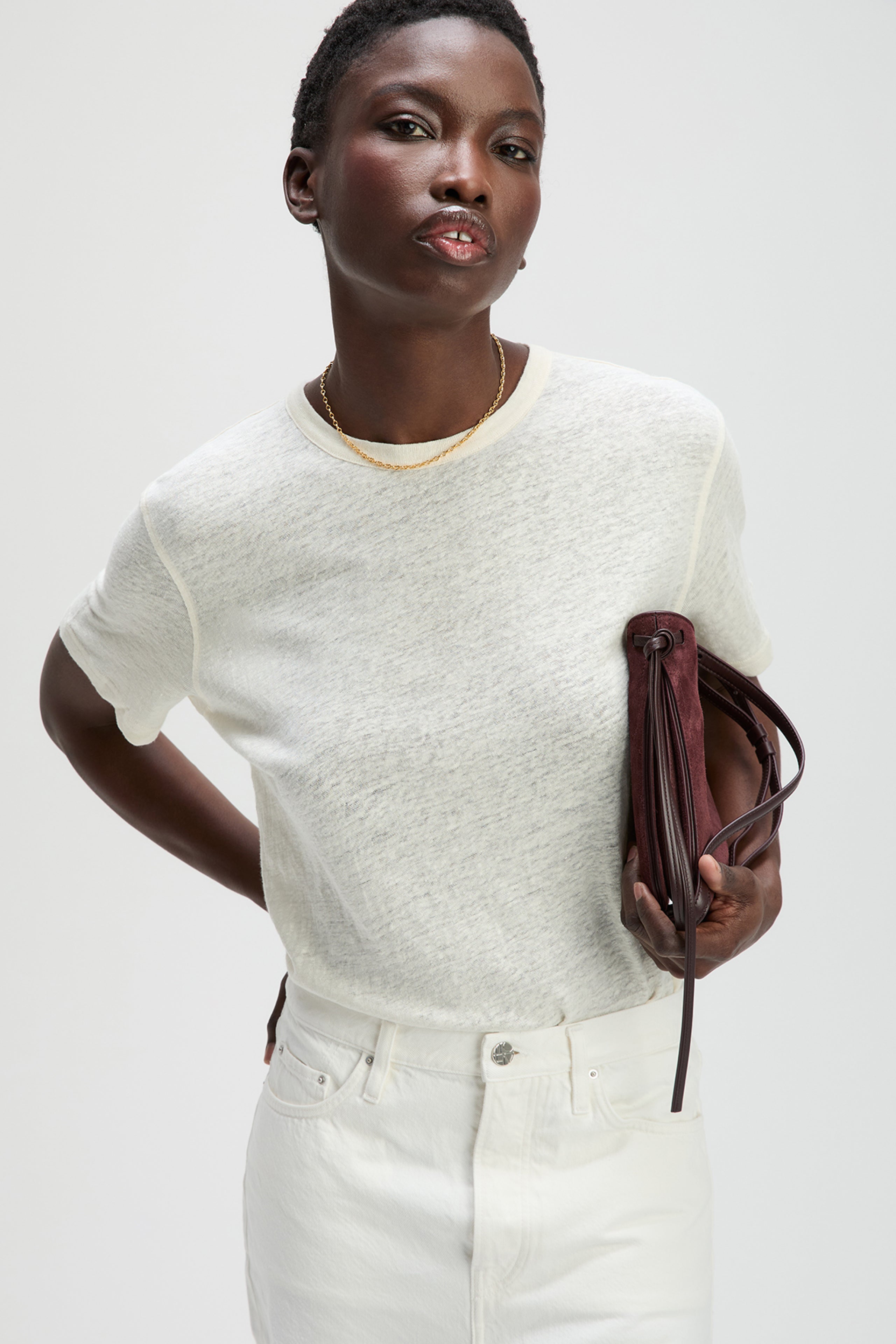 The Linen Perfect Tee In Cream – Sold Out NYC