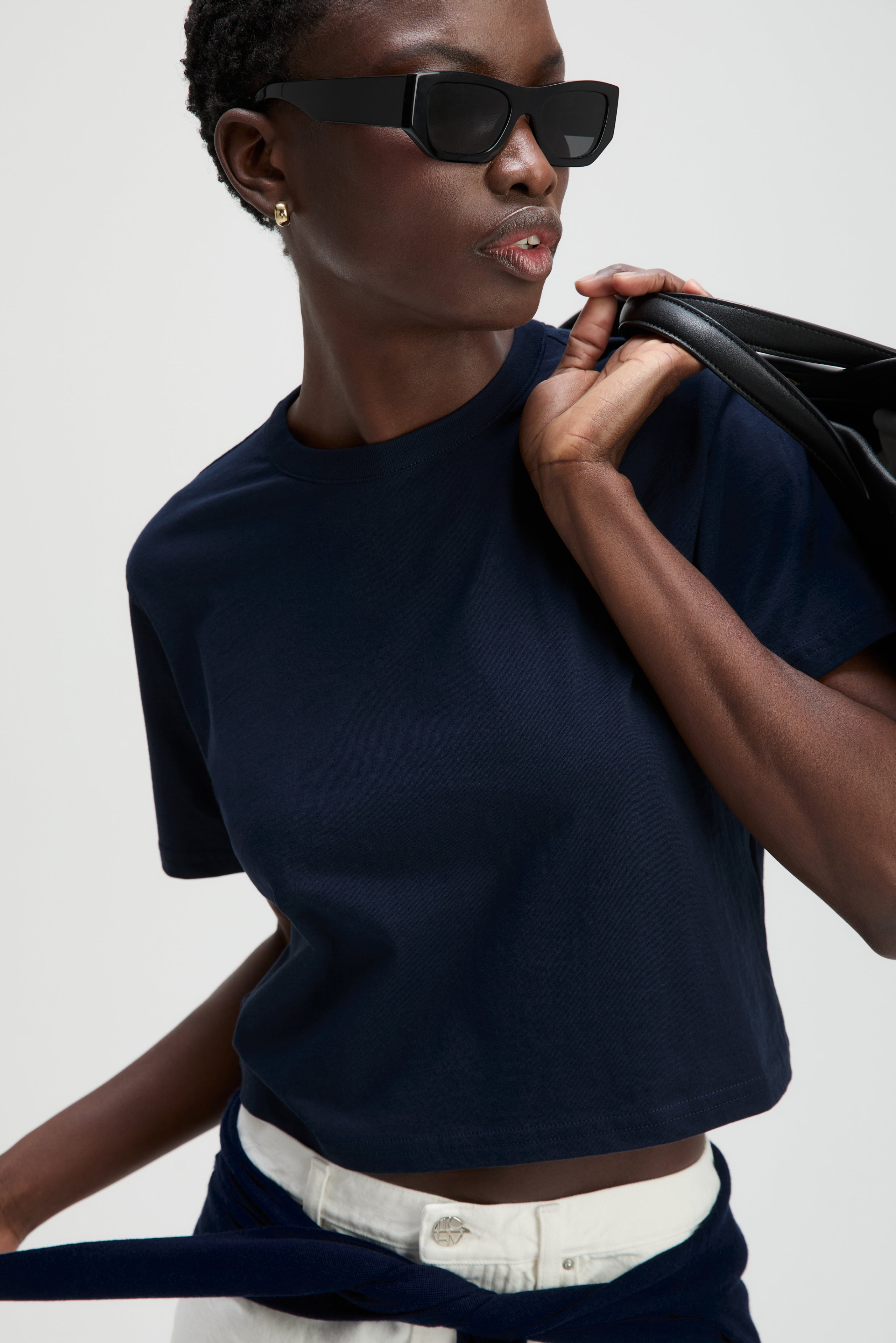 The Cropped Perfect Tee in Navy – Sold Out NYC