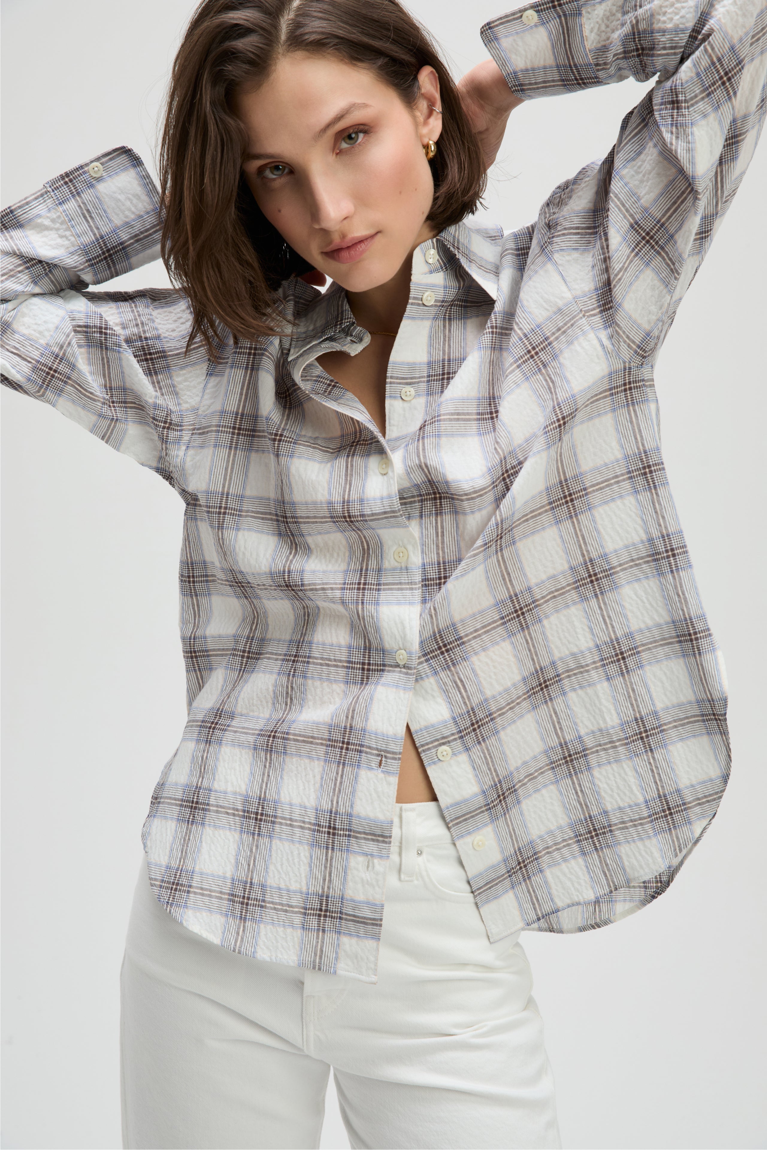 The Everything Shirt in Cream Plaid – Sold Out NYC