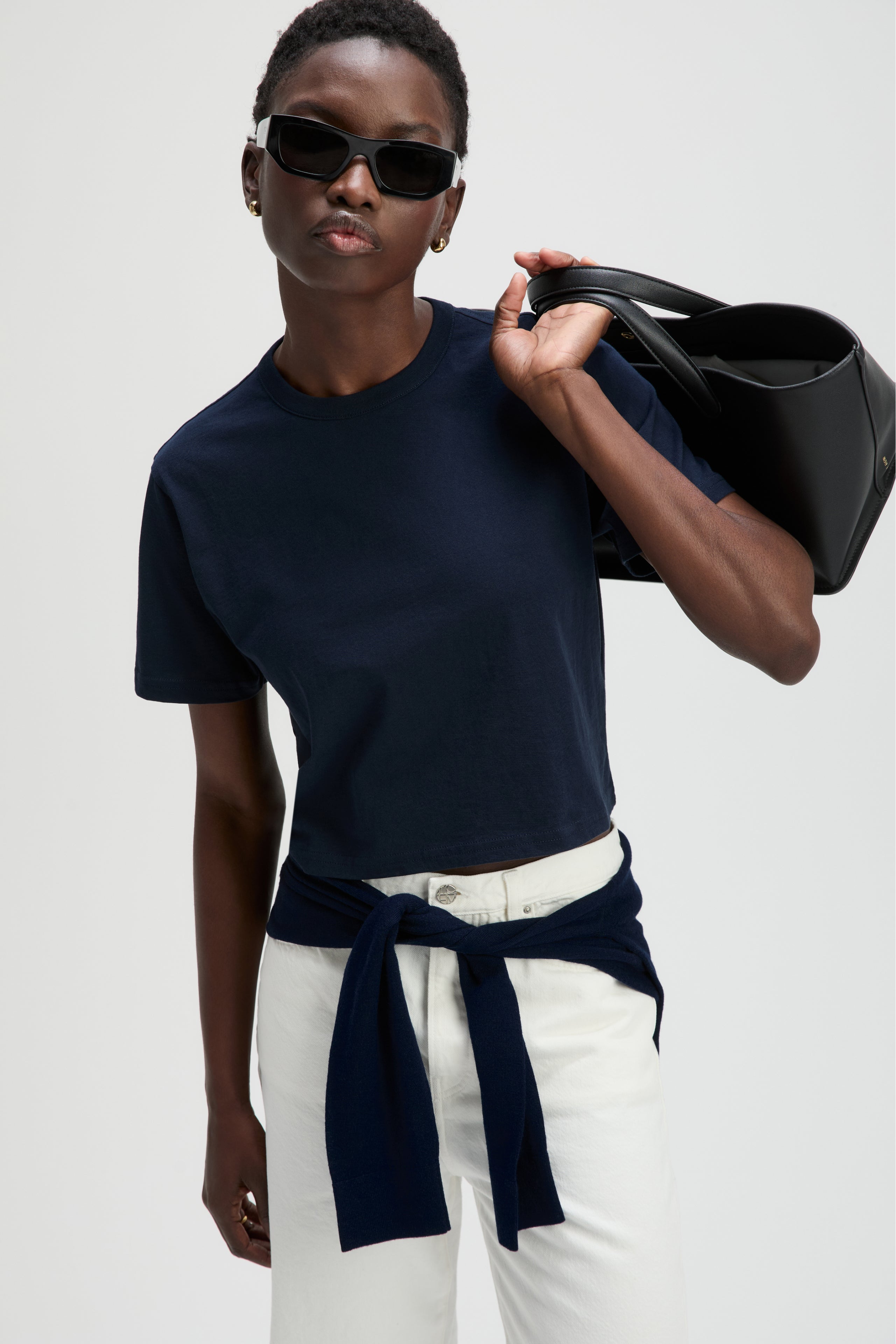 The Cropped Perfect Tee in Navy – Sold Out NYC
