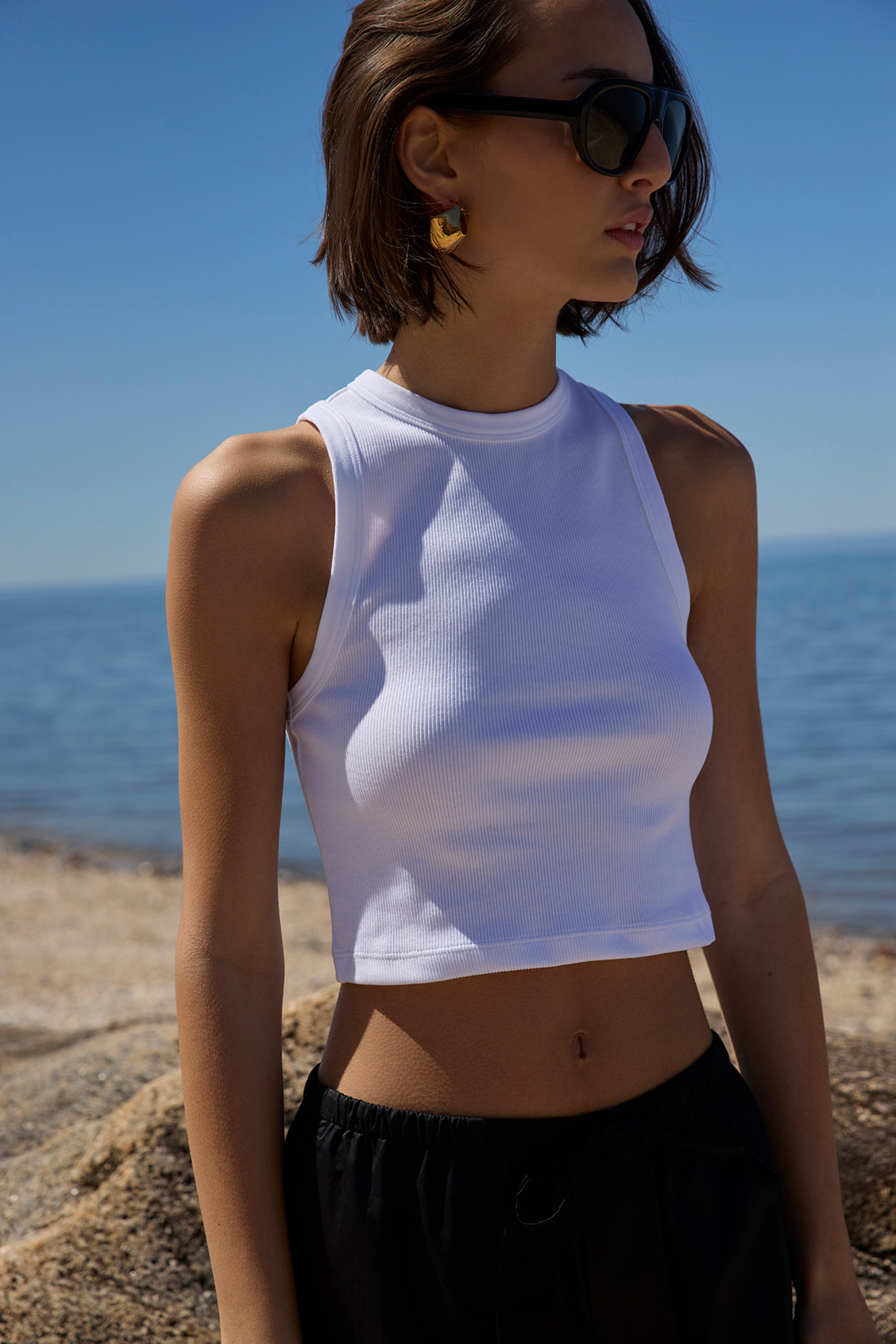 The Cropped Not So Basic Tank in White – Sold Out NYC