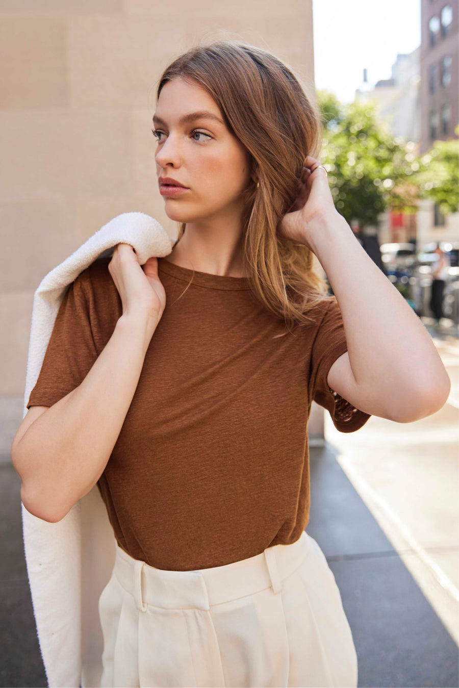 The Linen Perfect Tee In Toffee