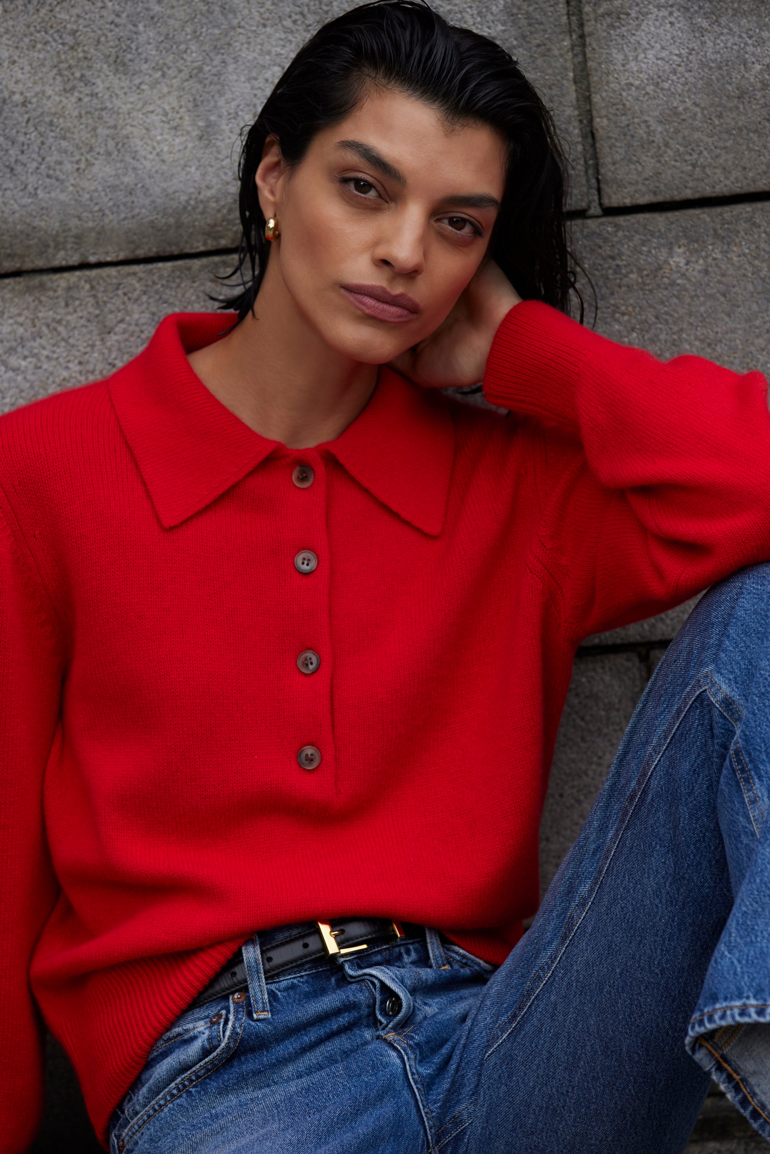 The Cashmere Polo in Cherry