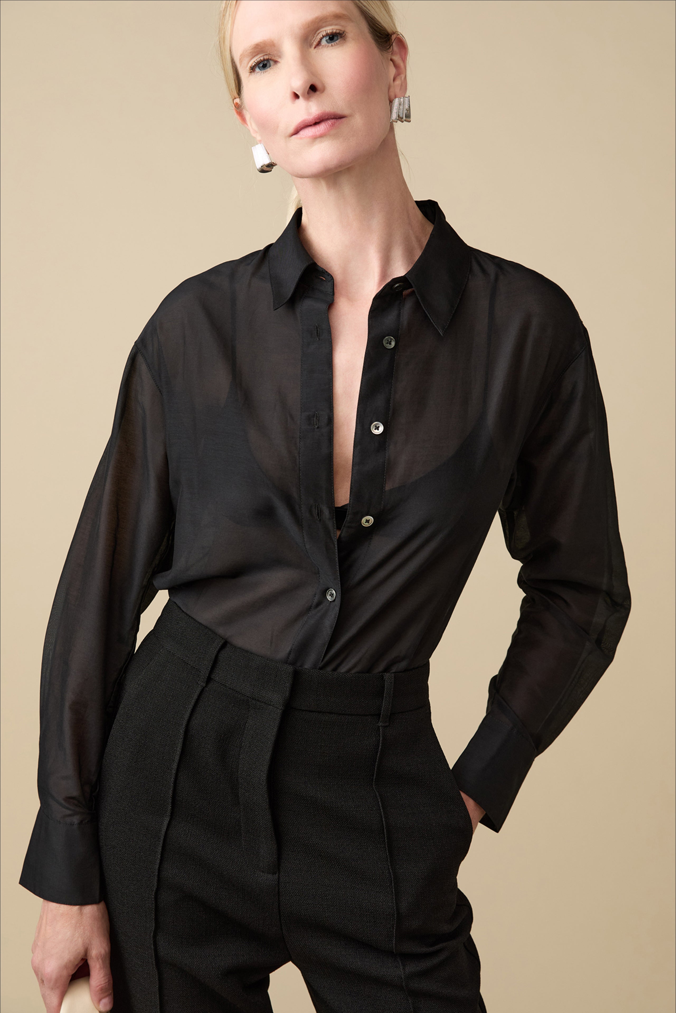 The Sheer Silk Shirt in Black Sold Out NYC The Sheer Silk Shirt in Black Sold Out NYC