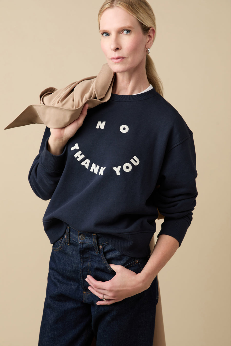 The No Thank You Sweatshirt in Navy