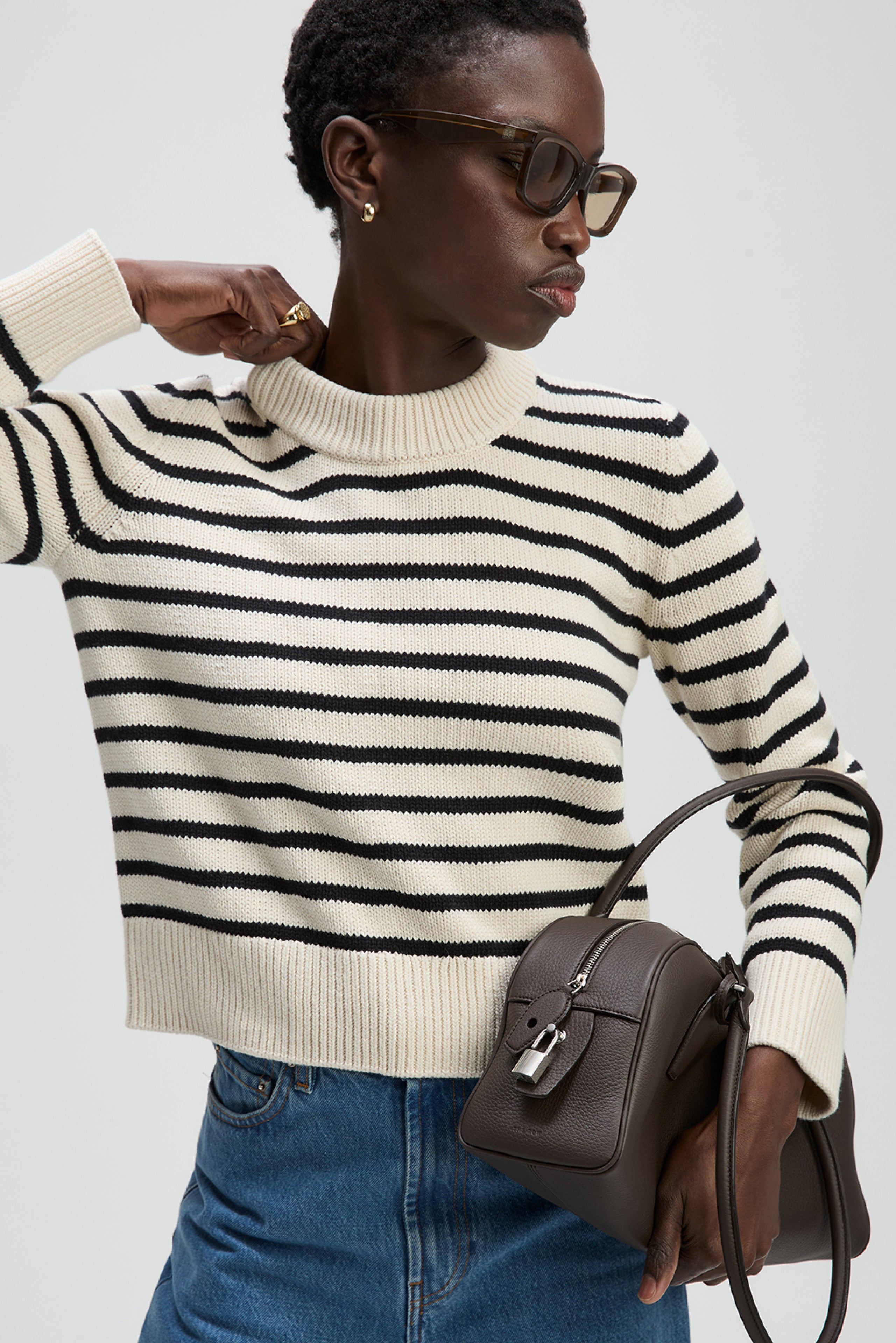 The Favorite Crew in Black & Cream Stripe
