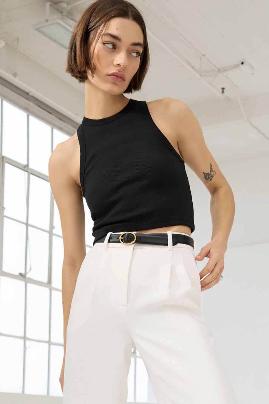 The Cropped Not So Basic Tank in Black