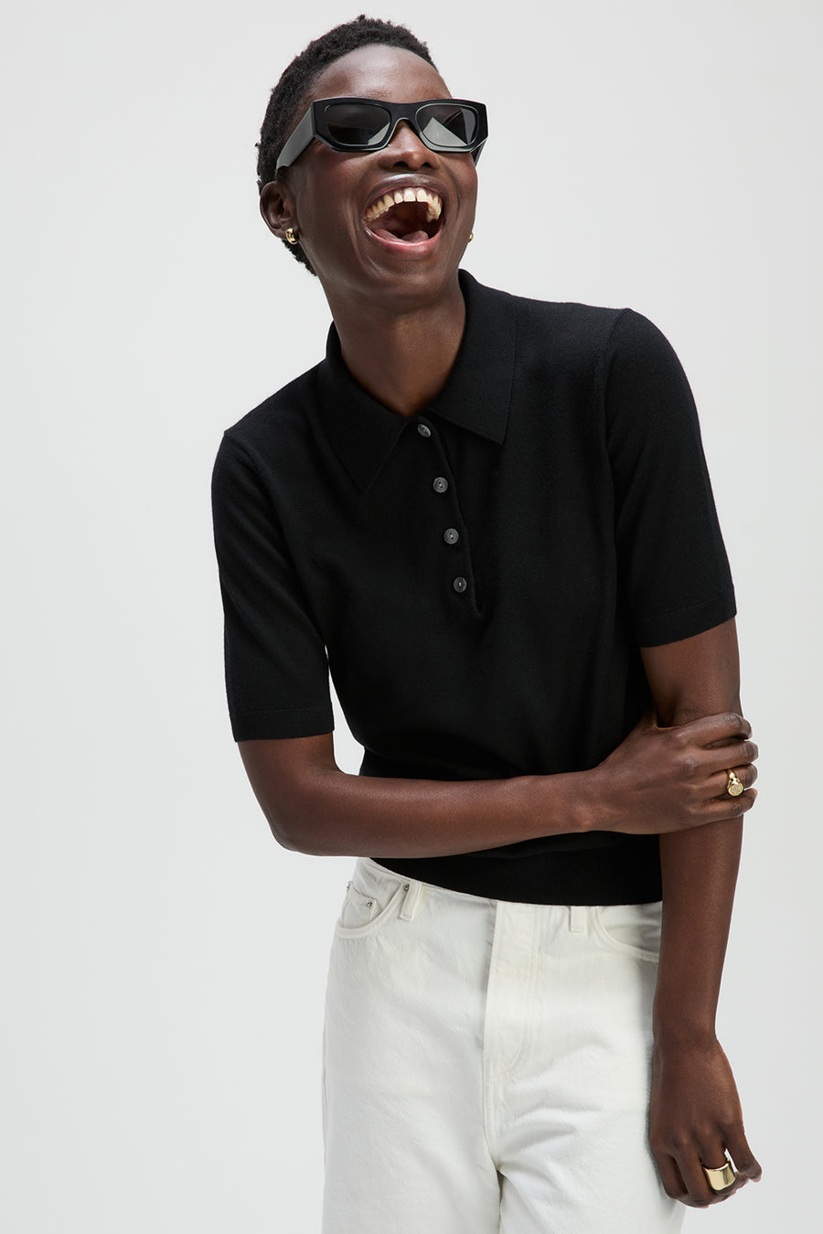 トップス wrapinknot wool POLO-SHIRT / BLACK The Refined Short Sleeve Polo in Black – Sold Out NYC