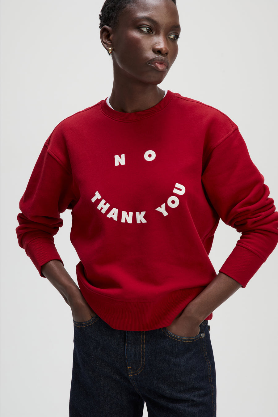 The No Thank You Sweatshirt in Ruby – Sold Out NYC