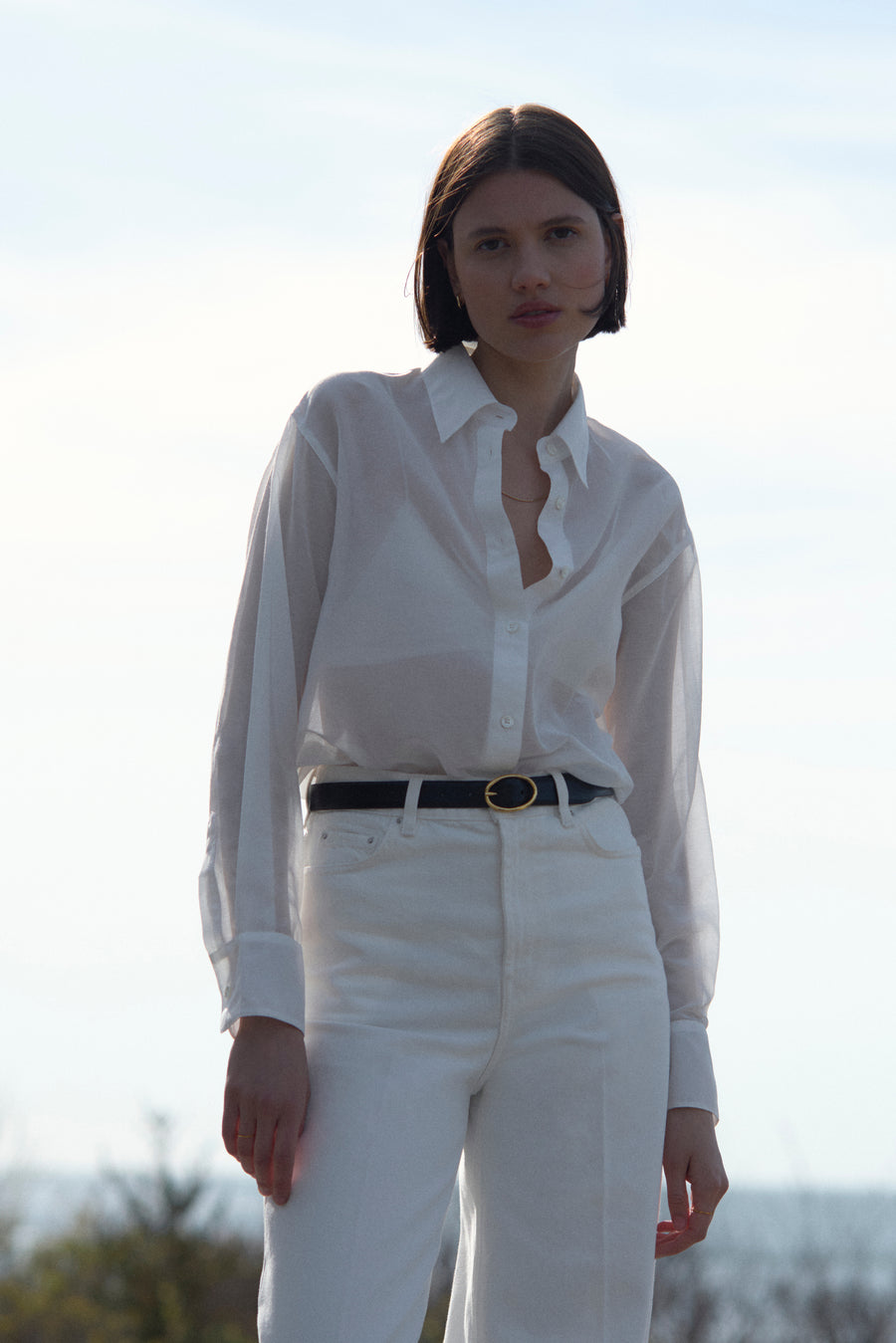 The Sheer Silk Shirt in White