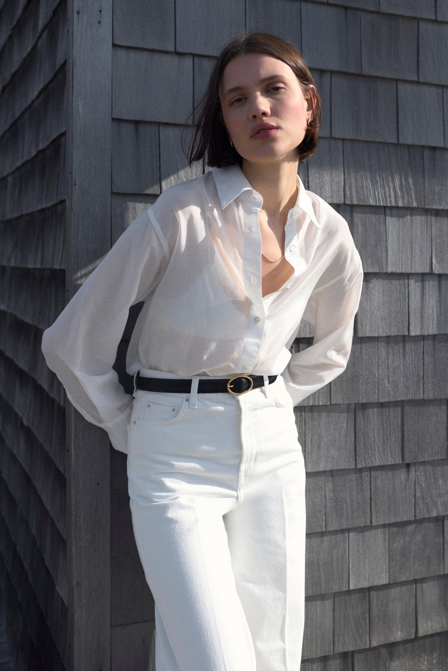 The Sheer Silk Shirt in White