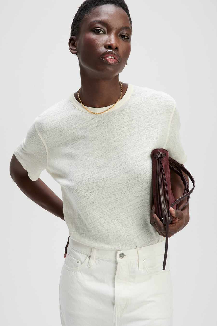 【H】neau linen tops cream The Linen Perfect Tee In Cream – Sold Out NYC