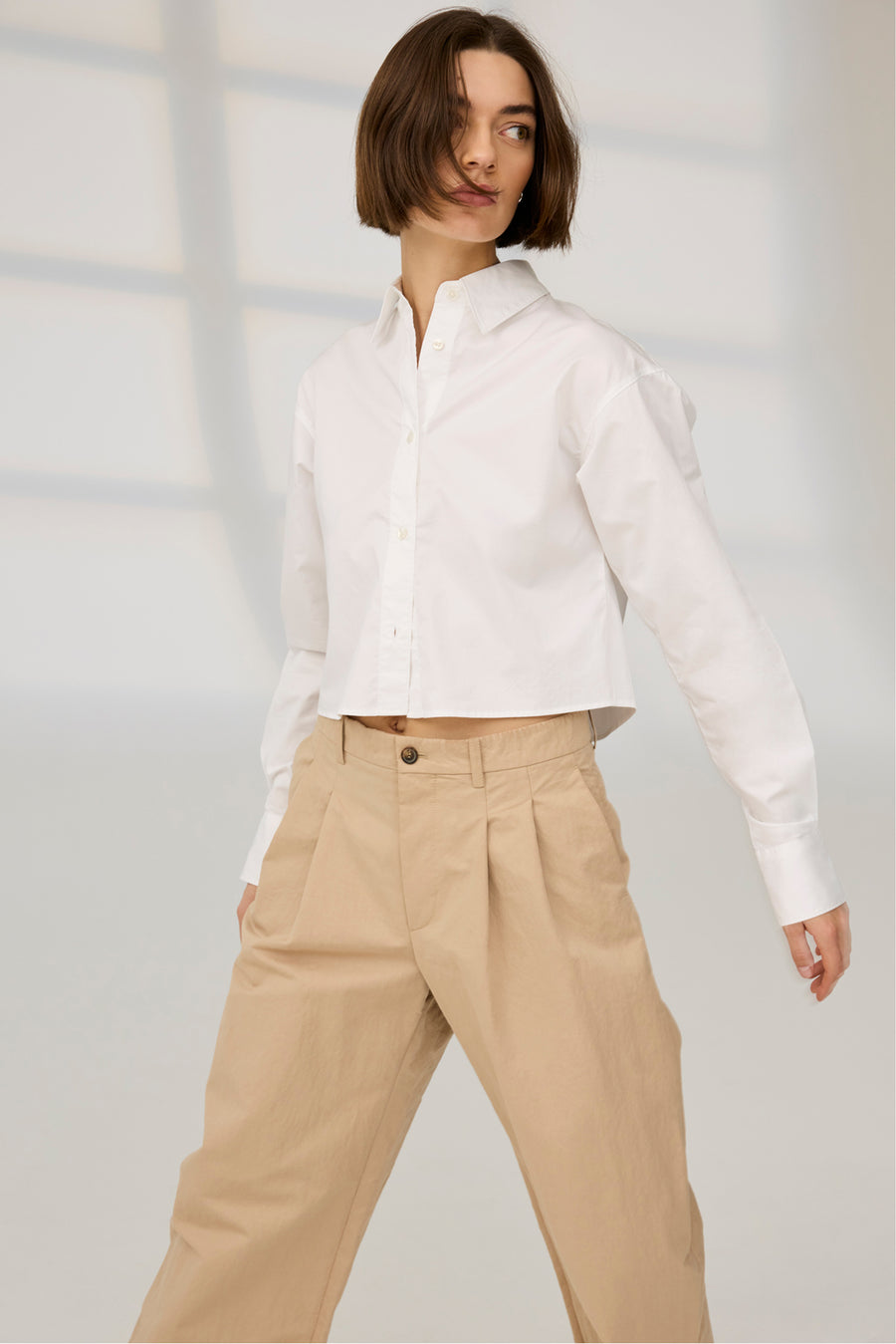 cropped dress shirt The Cropped Everything Shirt in White XS