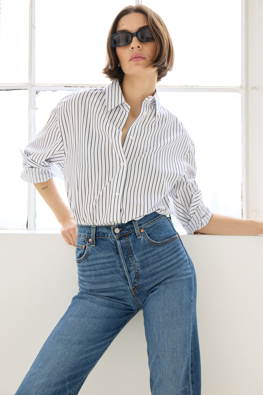 The Everything Shirt in Black Stripe