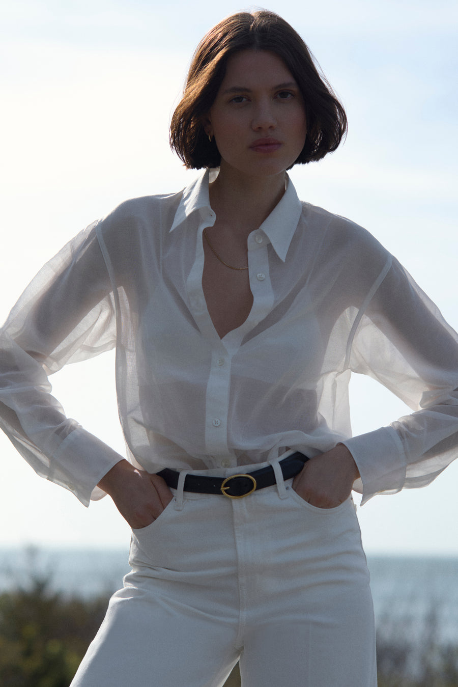 The Sheer Silk Shirt in White