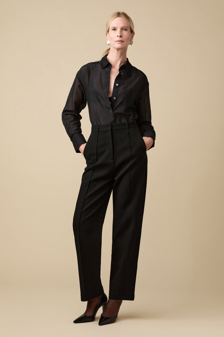 The Sheer Silk Shirt in Black