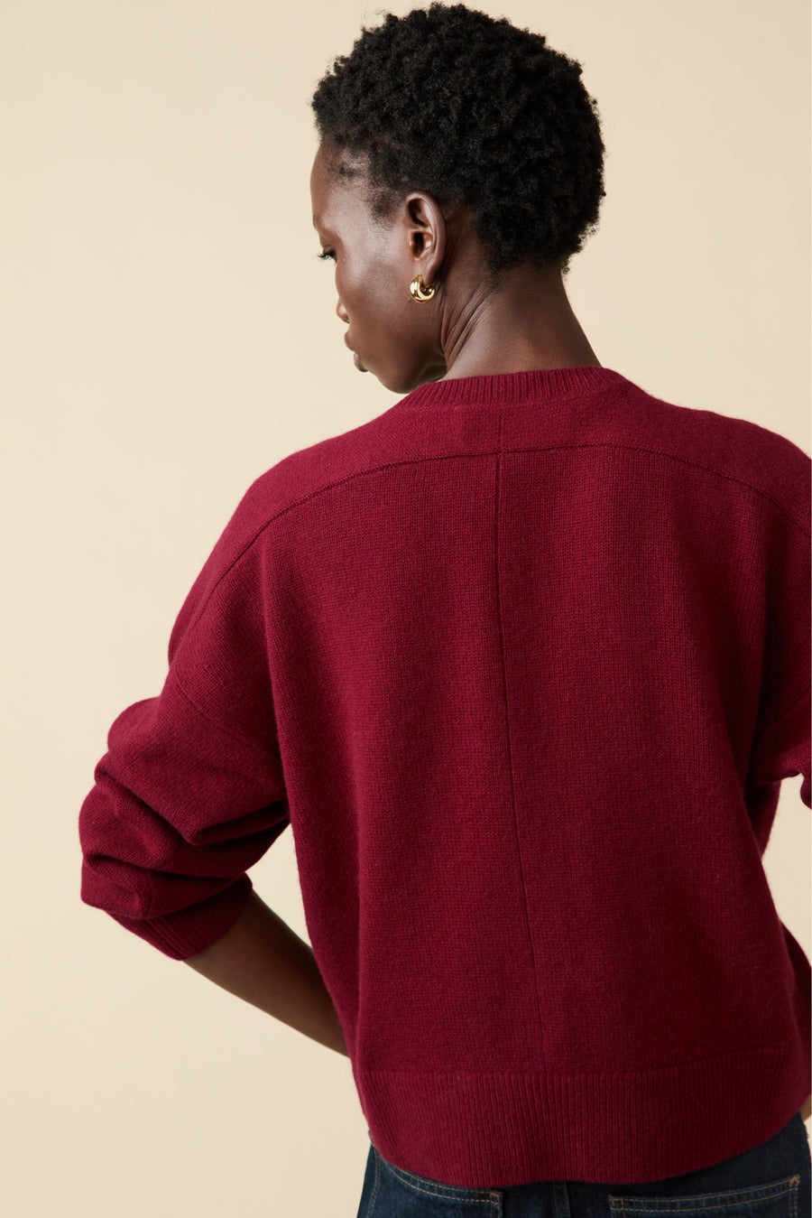 The Cashmere V-Neck in Wine