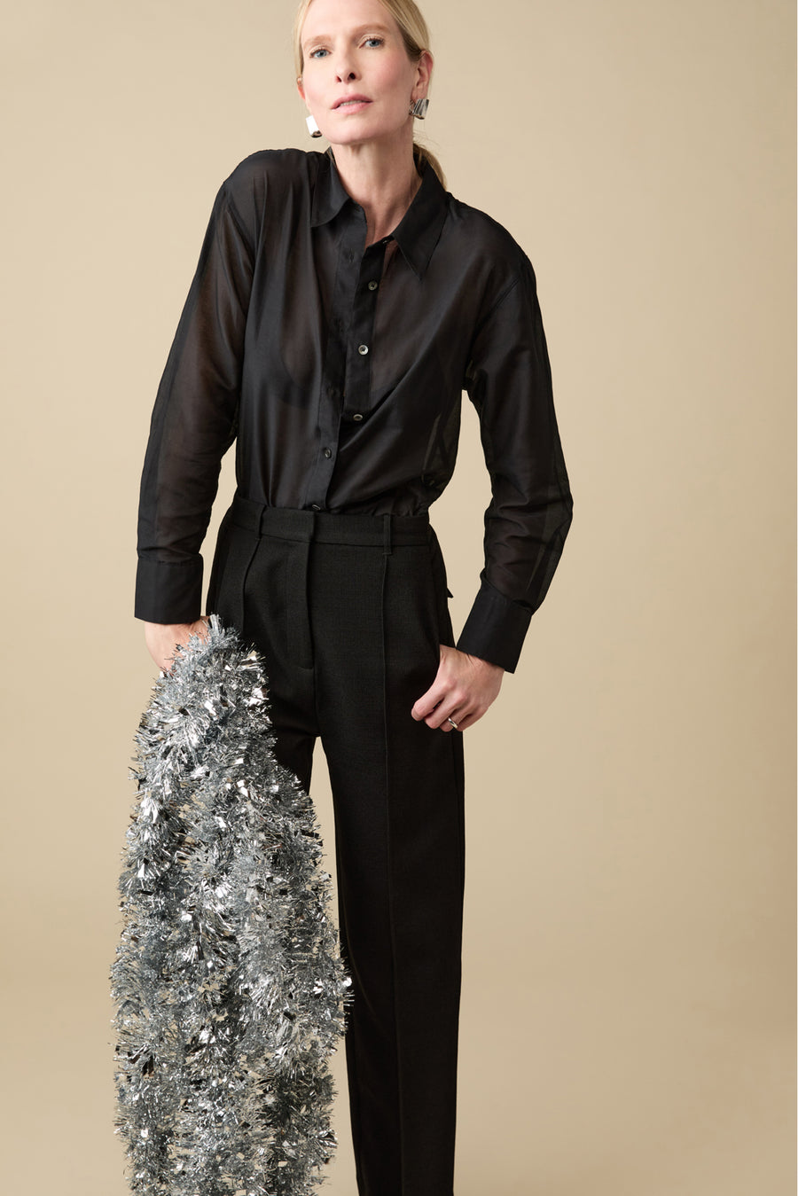 The Sheer Silk Shirt in Black