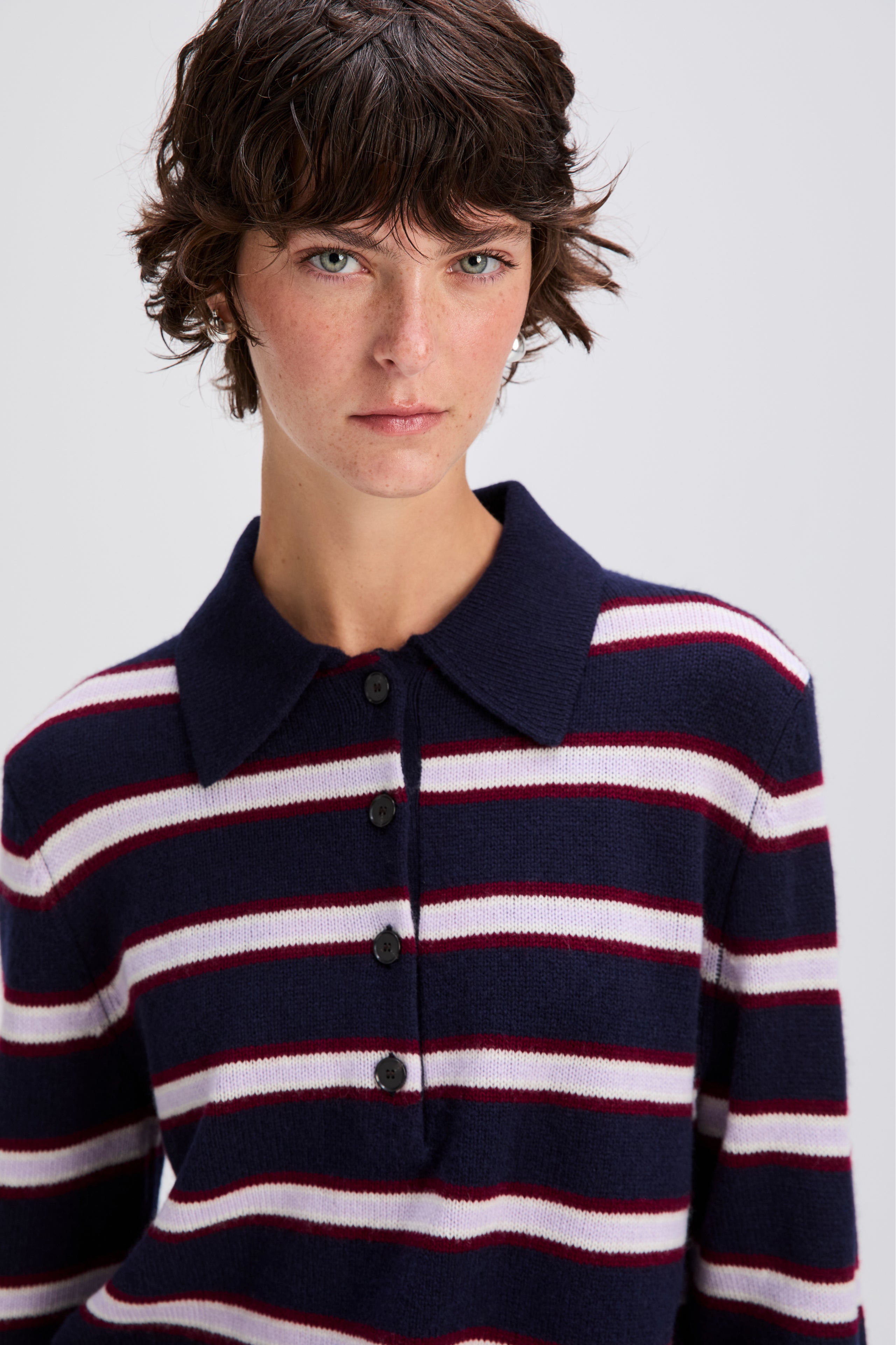 Cashmere Polo & Lilac Stripe