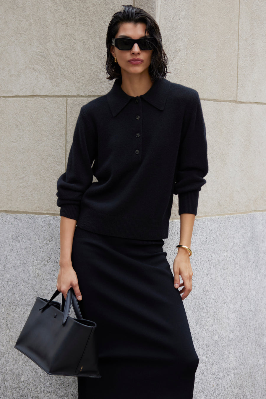 The Cashmere Polo in Black