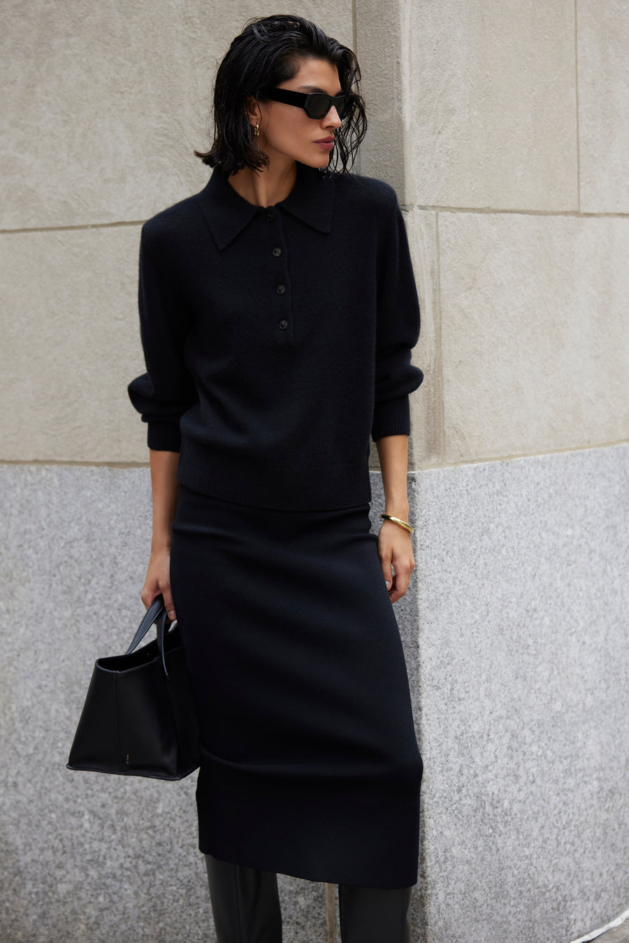 The Cashmere Polo in Black