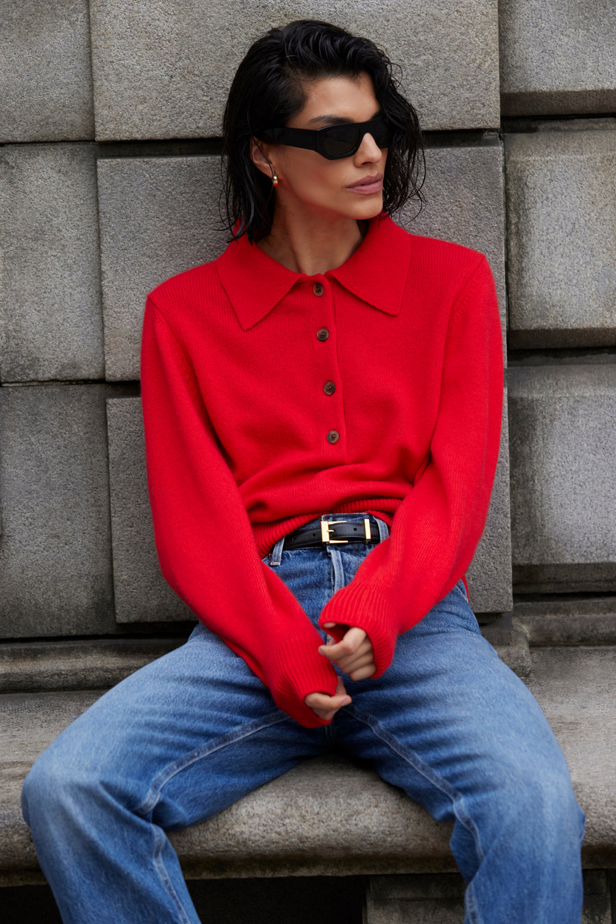 The Cashmere Polo in Cherry