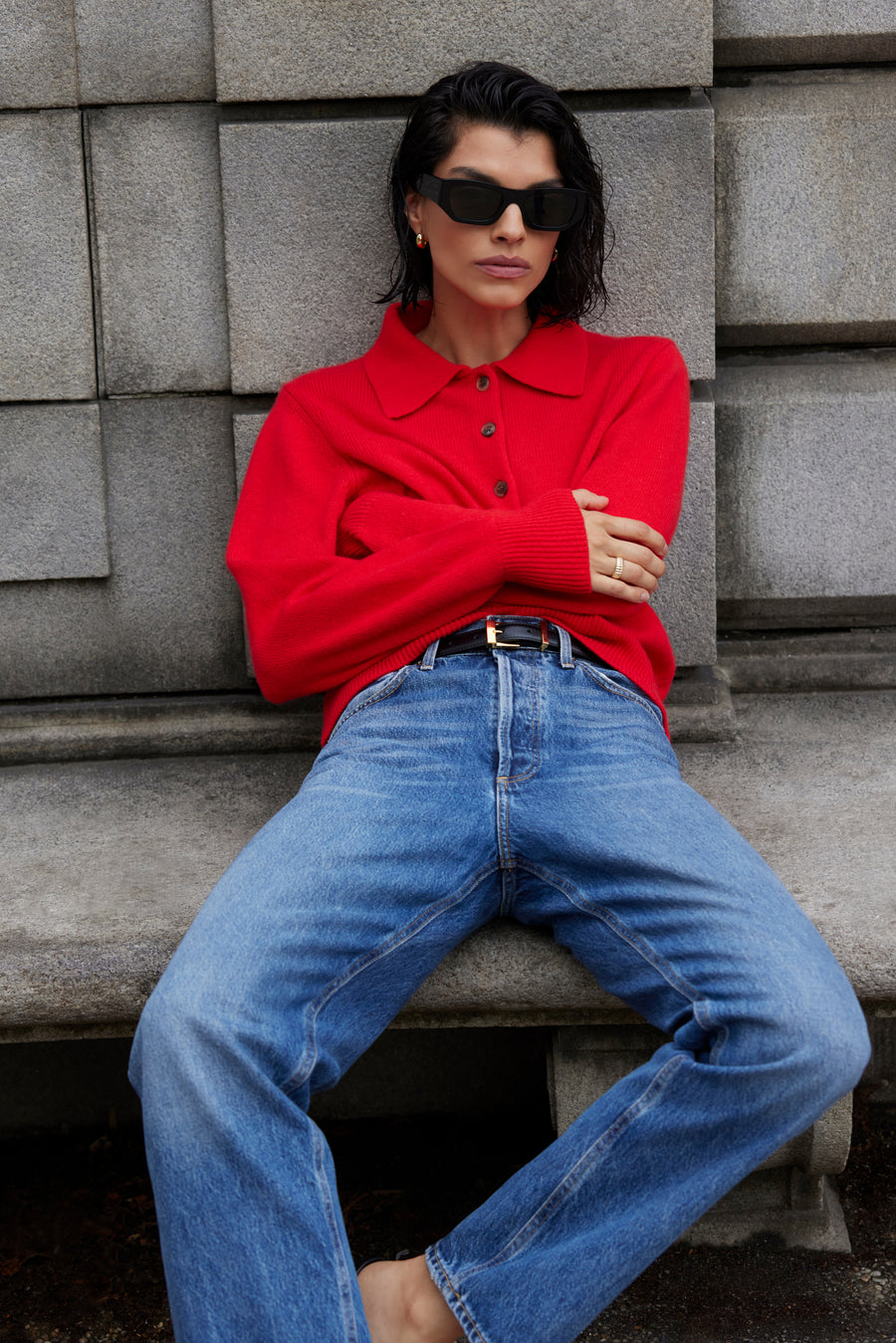 The Cashmere Polo in Cherry