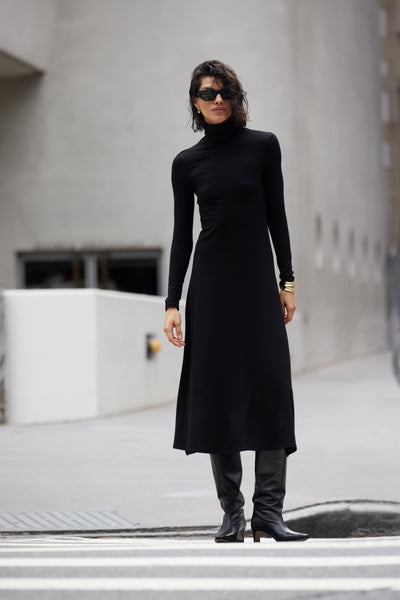 turtleneck black long sleeve dress Sold Out NYC The in | Black | Size L Size:XXXXXL DATE260518-23 Open-Back Chiffon Bridesmaid Dress or hand wash in