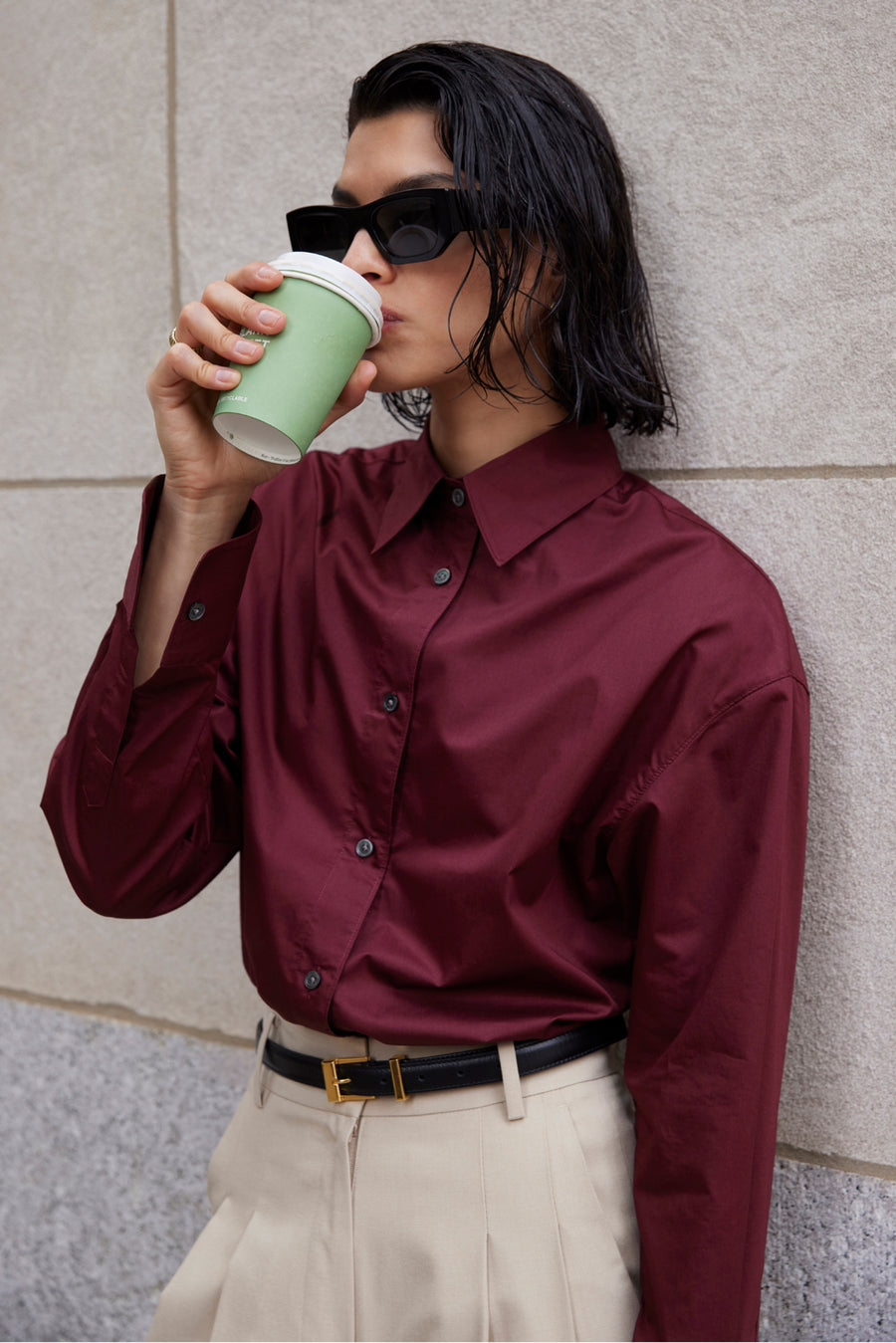 The Everything Shirt in Bordeaux