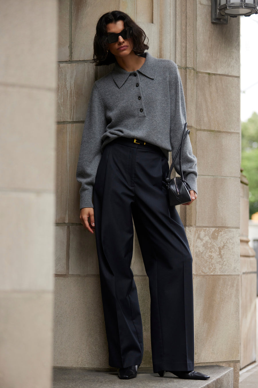 The Cashmere Polo in Heather Grey