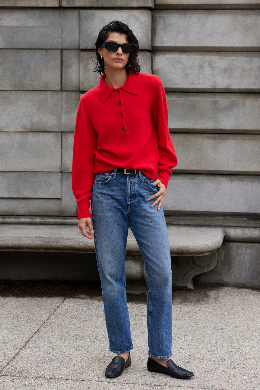 The Cashmere Polo in Cherry