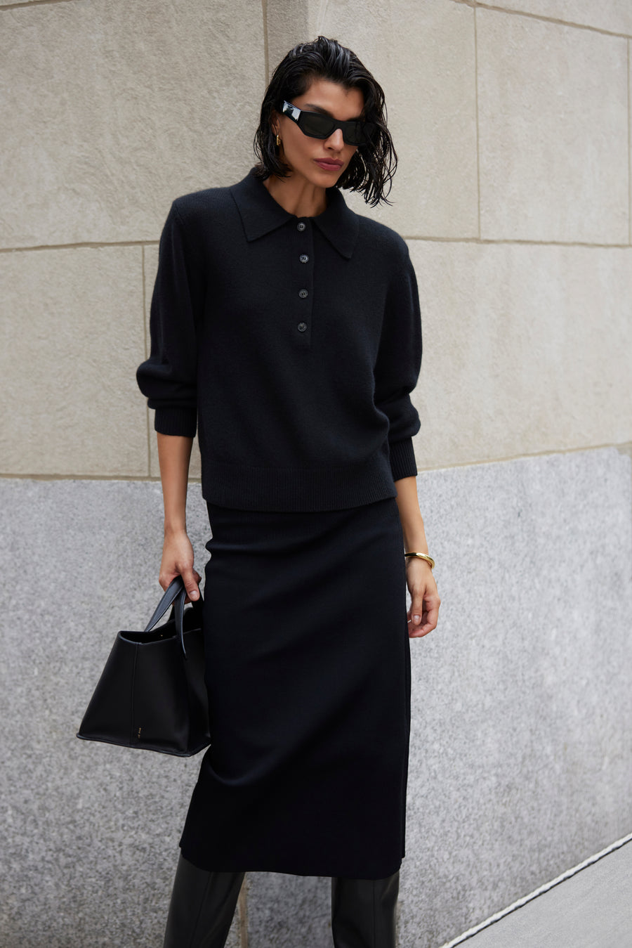 The Cashmere Polo in Black