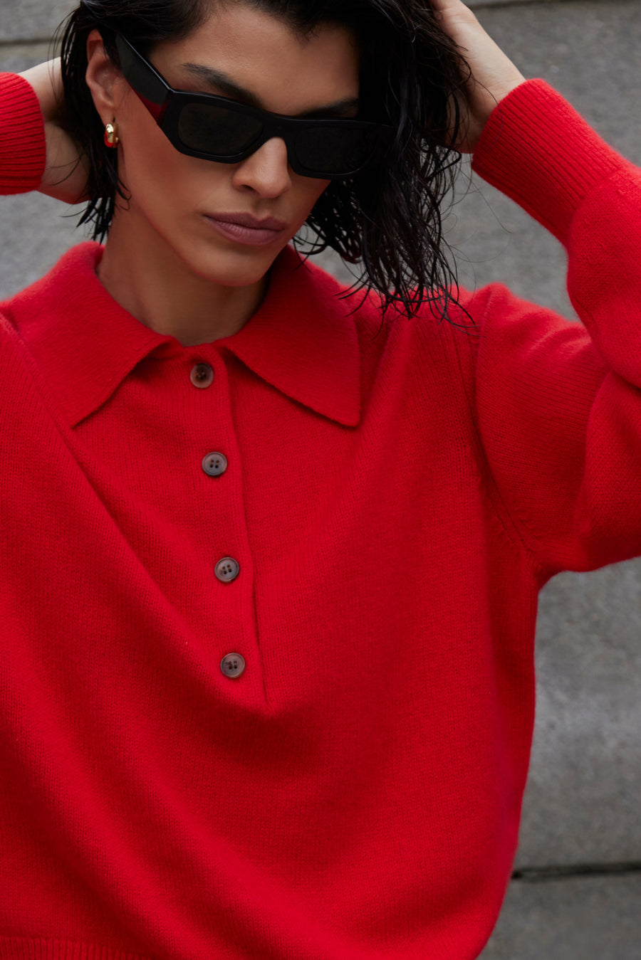 The Cashmere Polo in Cherry