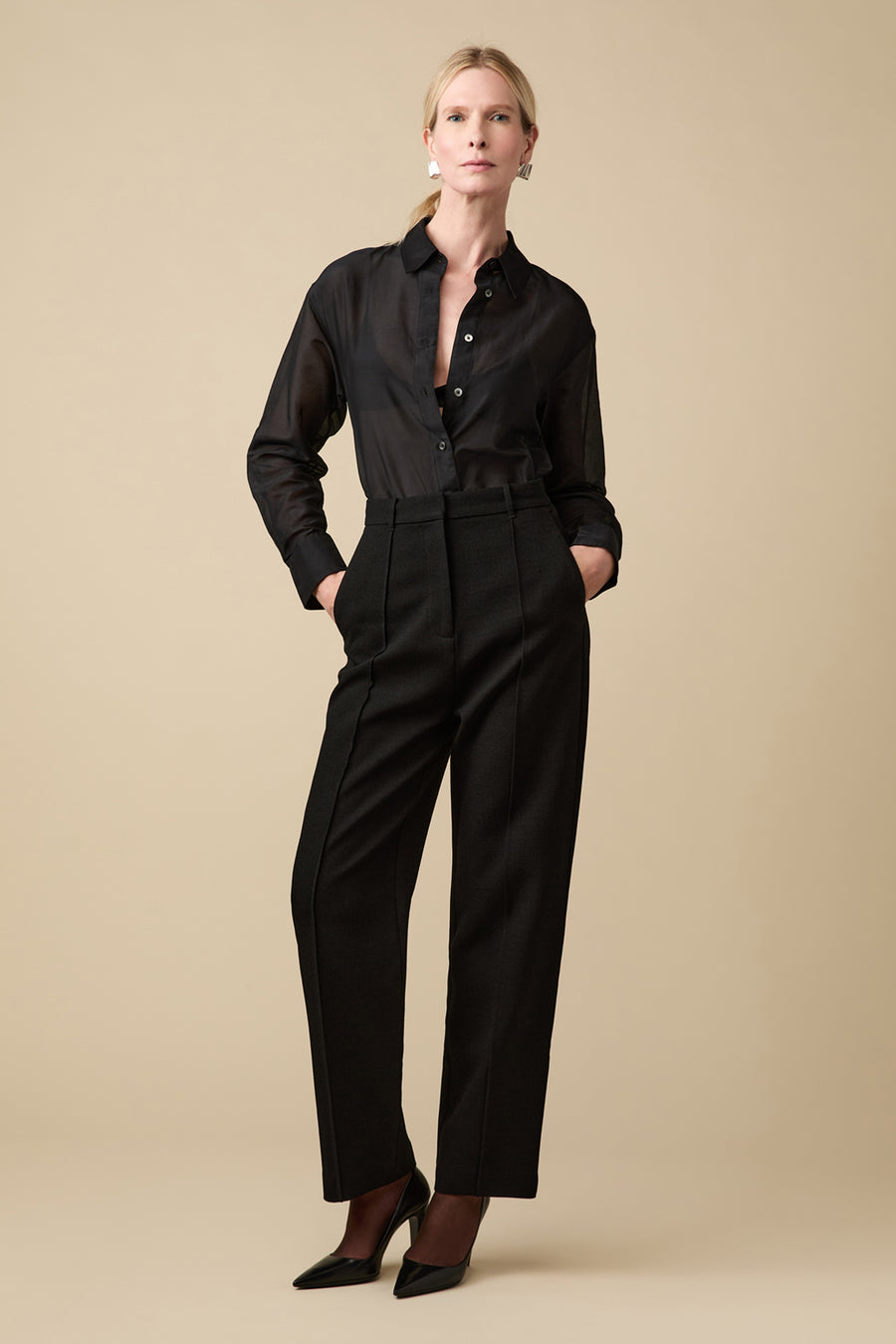 The Sheer Silk Shirt in Black  Sold Out NYC