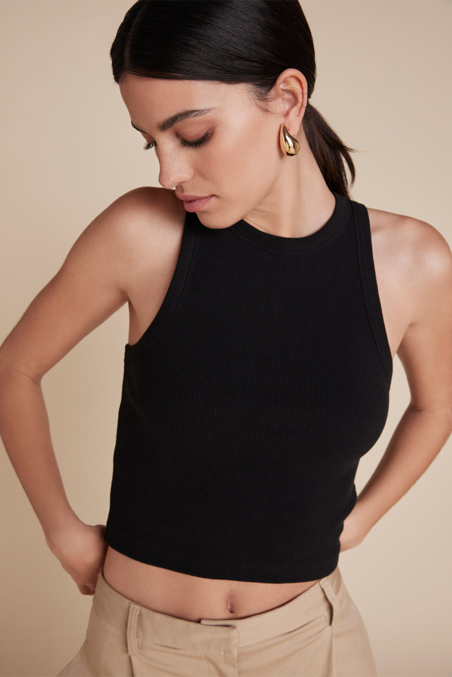 The Cropped Not So Basic Tank in Black