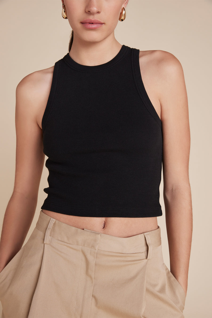 The Cropped Not So Basic Tank in Black