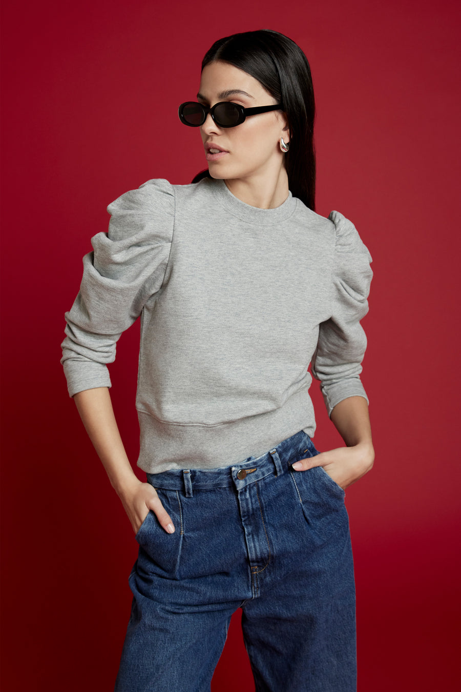 The Just Enough Puff Sweatshirt in Heather Grey