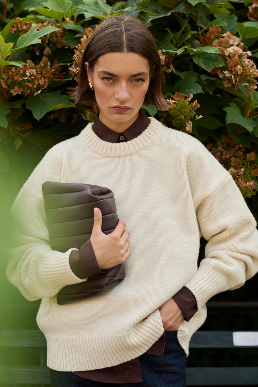 The Cashmere Signature Crew in Cream