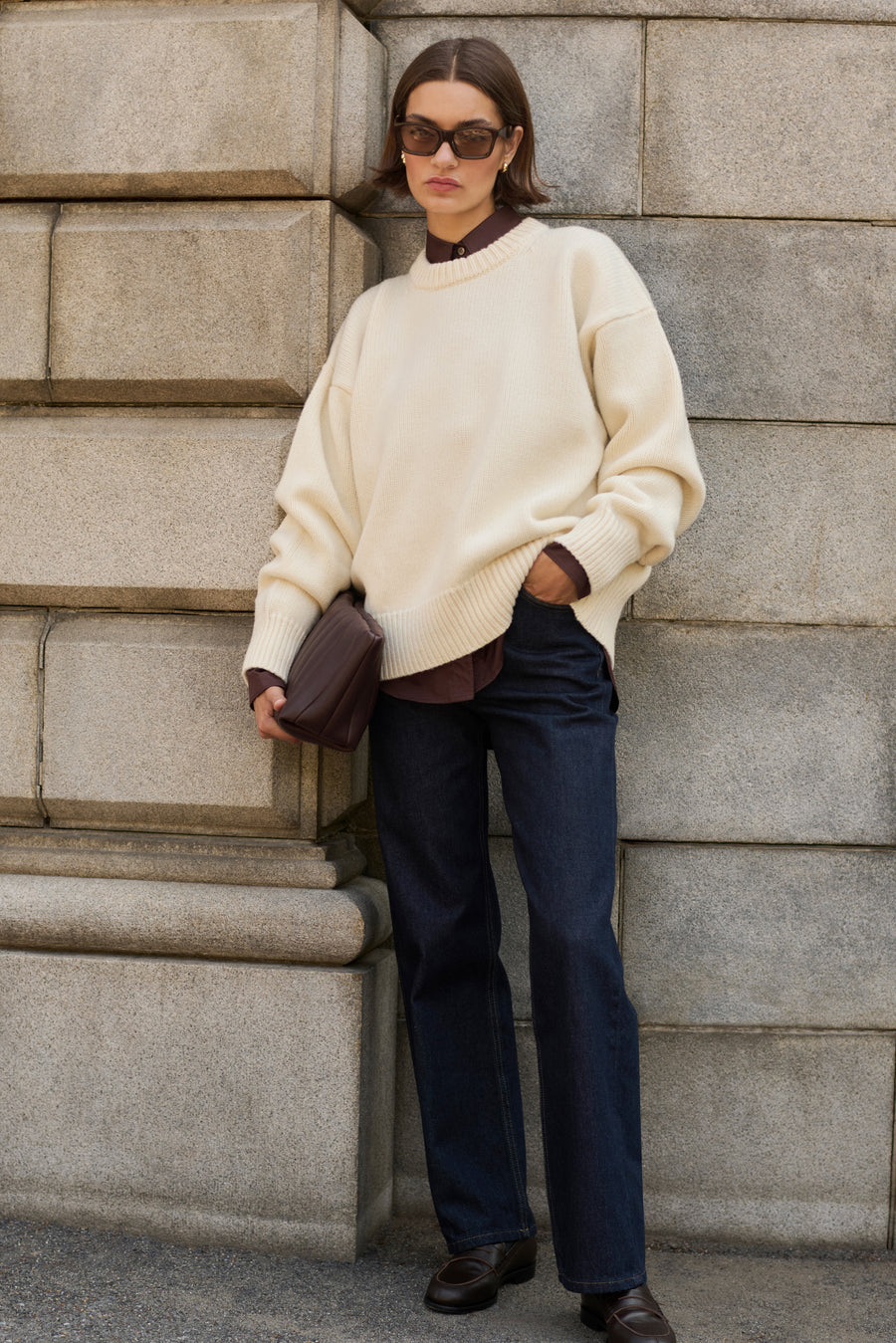 The Cashmere Signature Crew in Cream