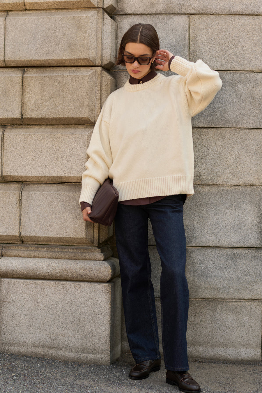 The Cashmere Signature Crew in Cream