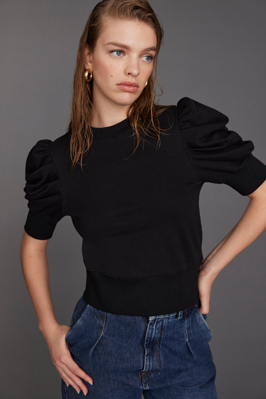 Puff short sleeve sweatshirt Clearance