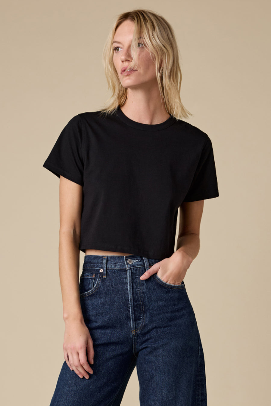 The Cropped Perfect Tee In Black
