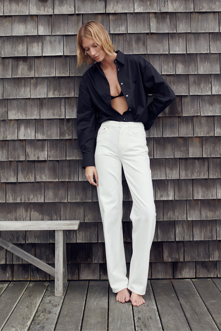 black jeans white dress shirt The Everything Shirt in Black XS