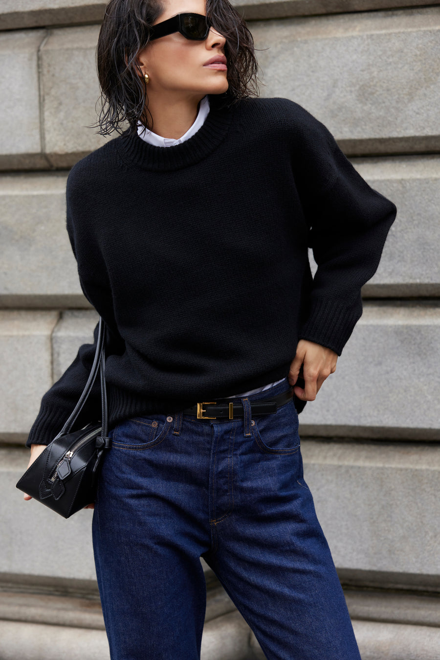 The Cashmere Signature Crew in Black